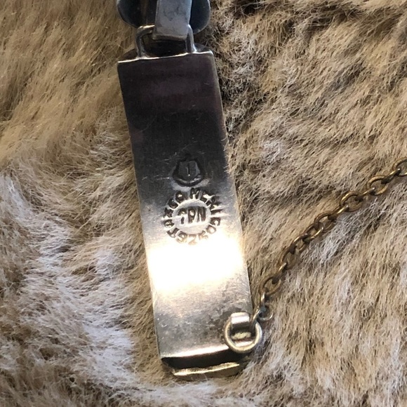 VTG Taxco 925 Silver Geometric Rectangle & Ball Link Bracelet w Safety Chain - Picture 9 of 12